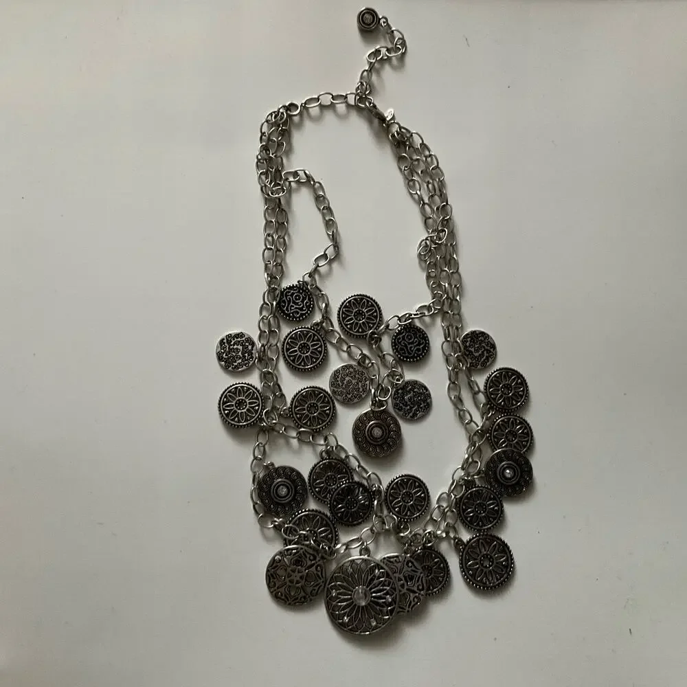 Coin Statement Necklace - SILVER - Picture 2 of 4